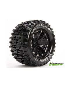 Louise RC MT-PIONEER 1/10 Monster Truck Tire Set Mounted Soft Black 2.8 Wheels 1/2 Offset Hex 12mm
